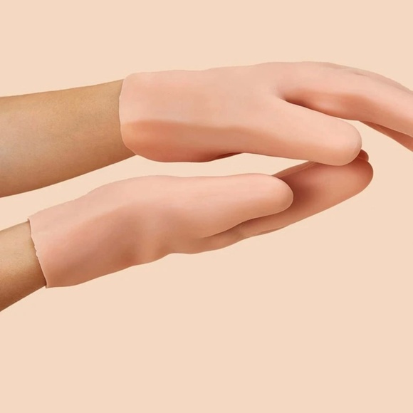 1pair Solid Moisturizing silicone Gloves apricot - Picture 1 of 6